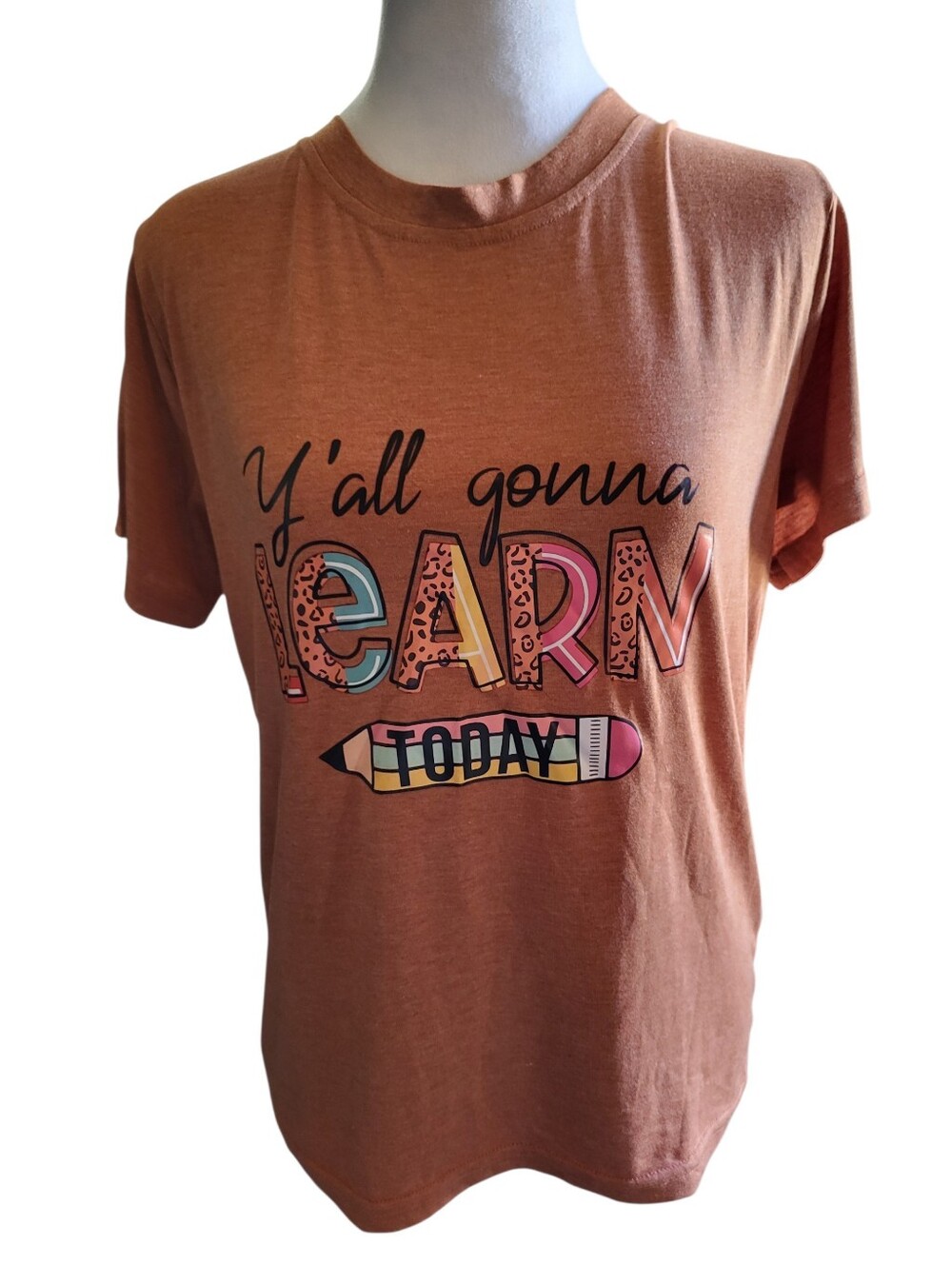 Shein Today Graphic Tee - Rust Orange